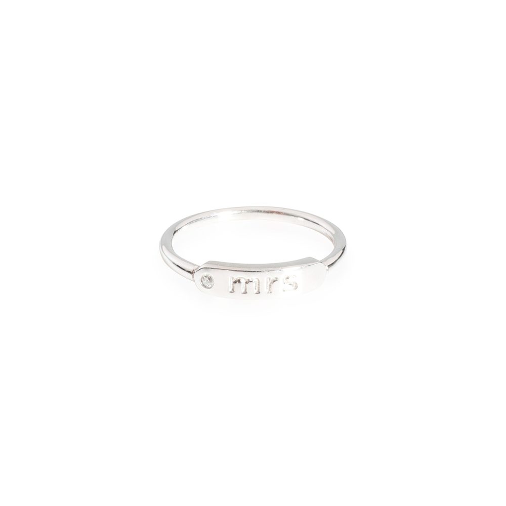 14K White Gold My Story "Mrs" ID Ring 0.01 ct
